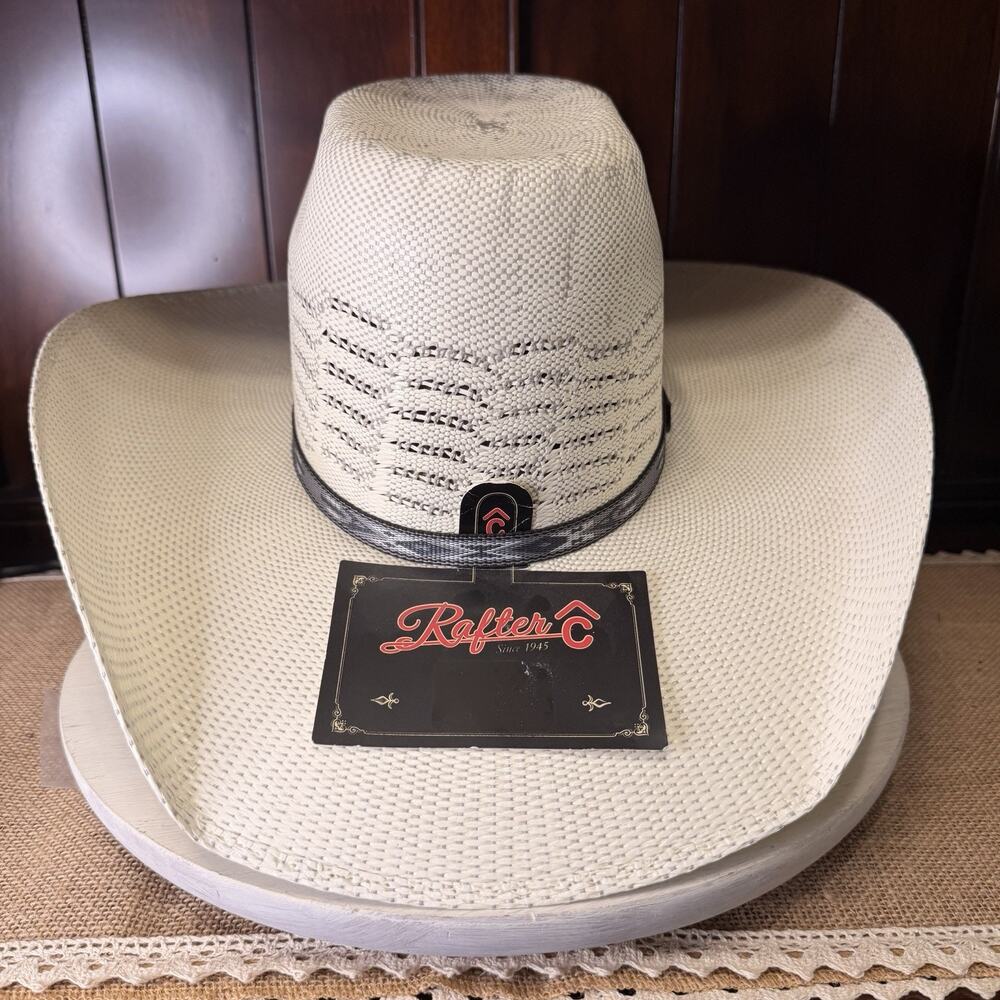 Rafter C Youth Shantung Straw Cowboy Hat 6 3/4 Vented Cattleman Crown ProFlex 45